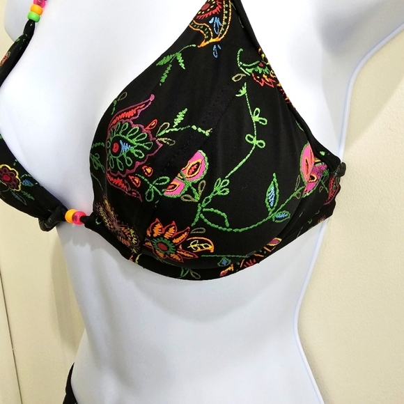Victoria’s Secret ✦ Embroidered Floral Bikini Set ✦ Triangle Halter Top + Beaded - Picture 6 of 16